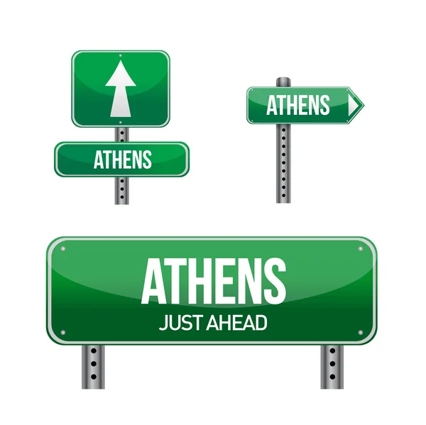 Athens Greece city road sign — Stock Photo, Image