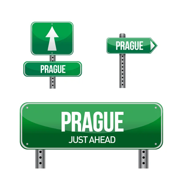 Prague cidade sinal de estrada — Fotografia de Stock