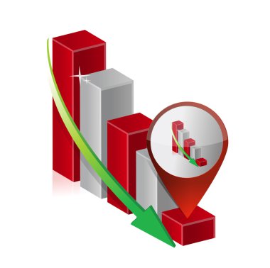 falling down graph chart location pointer clipart