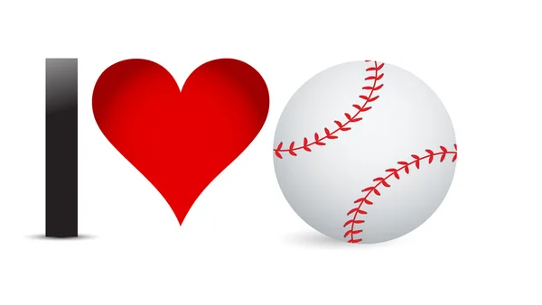 Eu amo beisebol, coração com bola de beisebol dentro — Fotografia de Stock