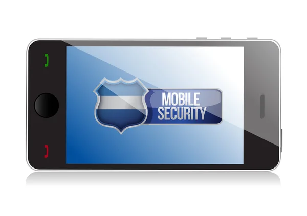 Telefone inteligente com escudo de segurança móvel — Fotografia de Stock