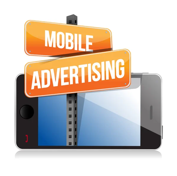 Mobile smart phone. Mobile advertising sign — Stock Photo, Image