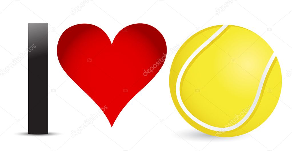 I love Tennis, Heart with Tennis Ball Inside