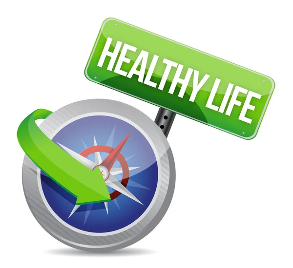 Zdrowe życie oznaczone przez kompas koncepcja — Zdjęcie stockowe