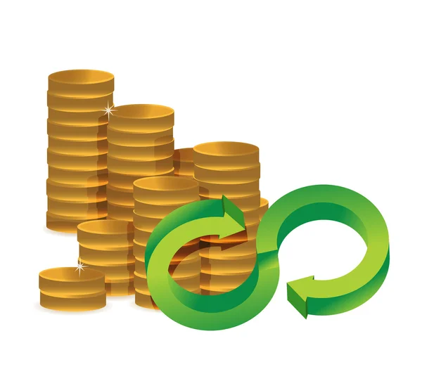 Onbeperkte hoeveelheid geld oneindigheid munten concept — Stockfoto