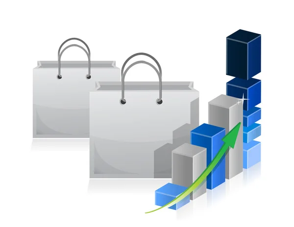 Shopping bag Business graph — Stock Photo, Image