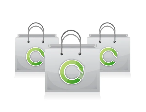 Set of bags for shopping with recycling symbol. — Stock Photo, Image