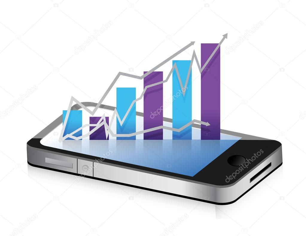 Business phone. Smartphone business graph chart