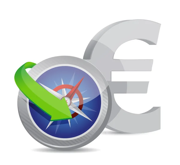 Euro kompas munt uitwisseling richting — Stockfoto