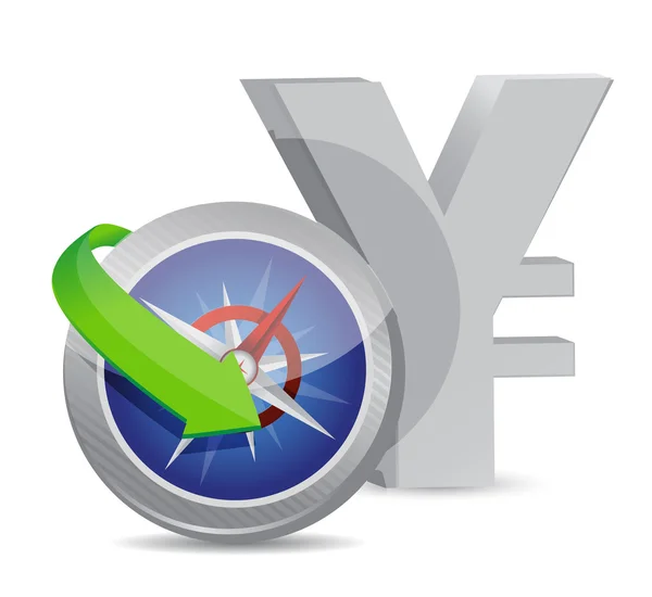 Yen kompas munt uitwisseling richting — Stockfoto