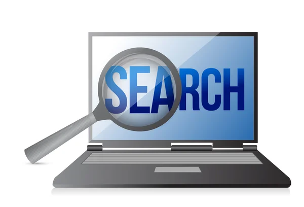 Magnifier and search on a laptop screen — Stock Photo, Image