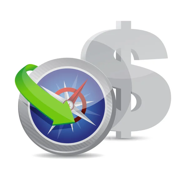 Dollar Compass currency exchange direction — Stock Photo, Image