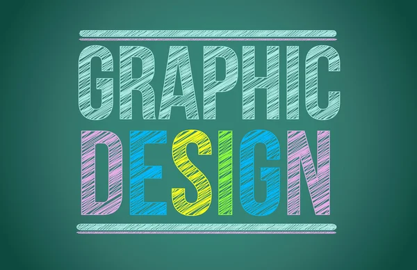 Krita ombord med grafisk design skriven — Stockfoto