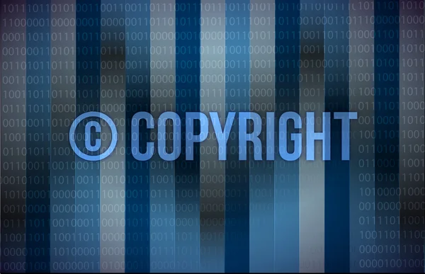 Авторське право слова на синьому двійковому екрані — стокове фото