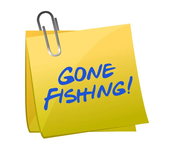 Gone fishing concept on a post-it — Stock Photo, Image