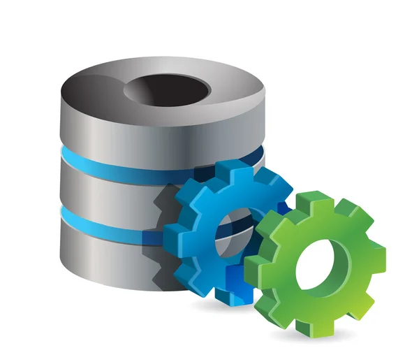 Computer server and gears — Stock Photo, Image