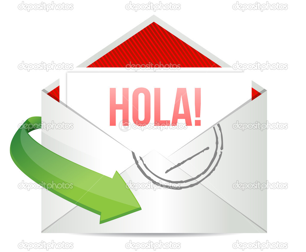 Hello message on an envelope written in Spanish Stock Photo by