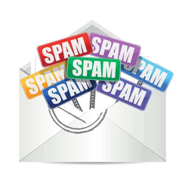 Umschlag mit Spam Farbe Zeichen Illustration Design — Stockfoto