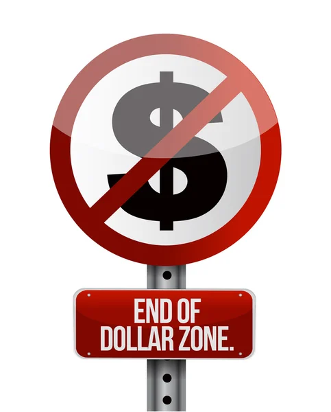 Road traffic sign with a dollar zone end — Stock Photo, Image