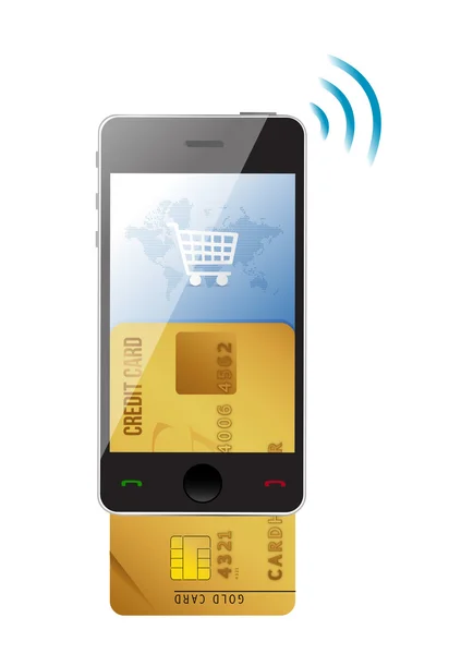 Conceito de compras. Cartão de crédito e celular moderno — Fotografia de Stock