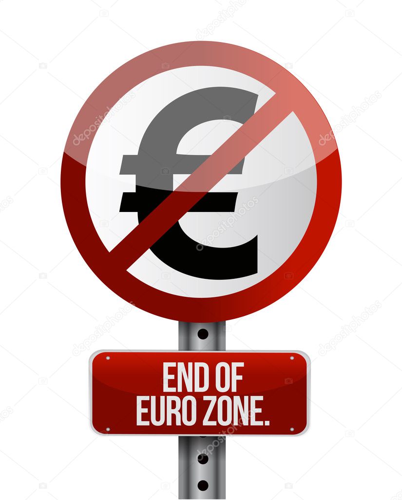 road traffic sign with a euro zone end