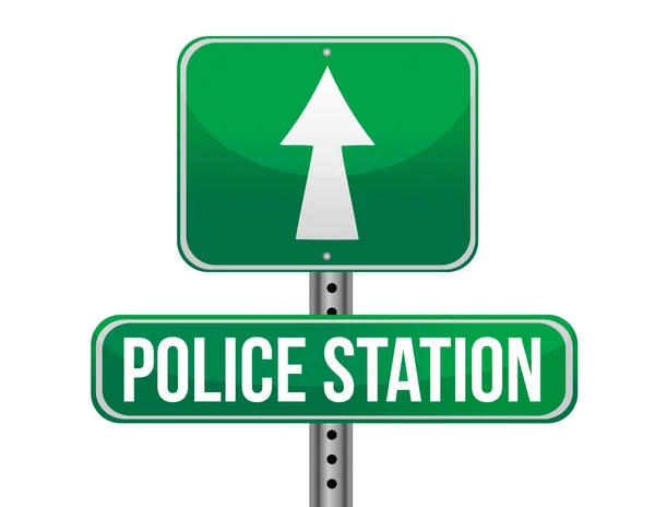 Estação de polícia sinal de estrada — Fotografia de Stock