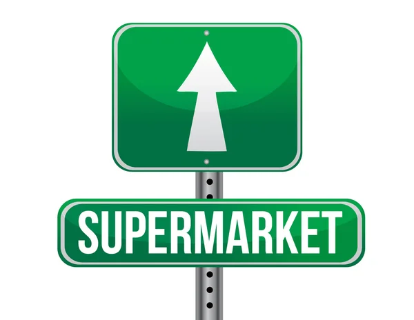 Straßenschild Supermarkt — Stockfoto