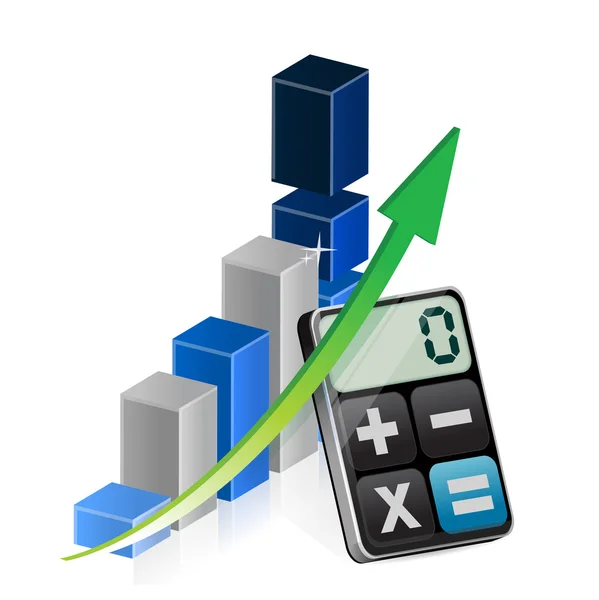 Geschäftsdiagramm und moderner Taschenrechner — Stockfoto