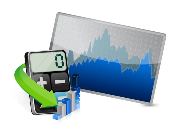 Stock market en moderne rekenmachine — Stockfoto