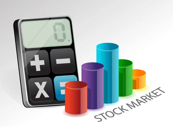 Akciový trh a moderní kalkulačka — Stock fotografie