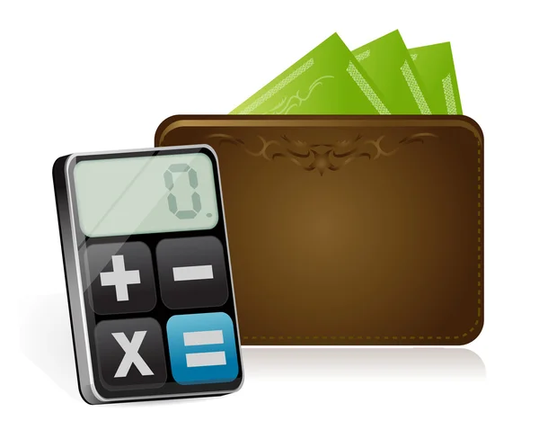M-cüzdan ve modern hesap makinesi — Stok fotoğraf