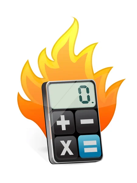 Fire and modern calculator — Stock Photo, Image