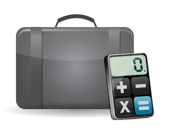 Suitcase and modern calculator — Stock Photo, Image