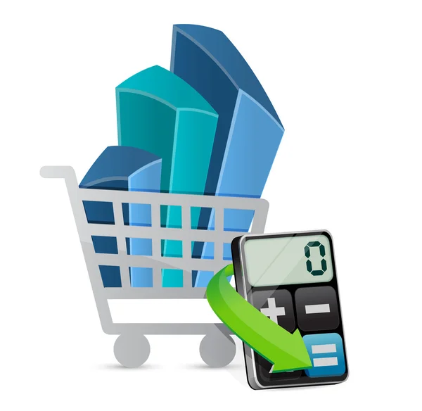 Shopping graph and modern calculator — Stock Photo, Image