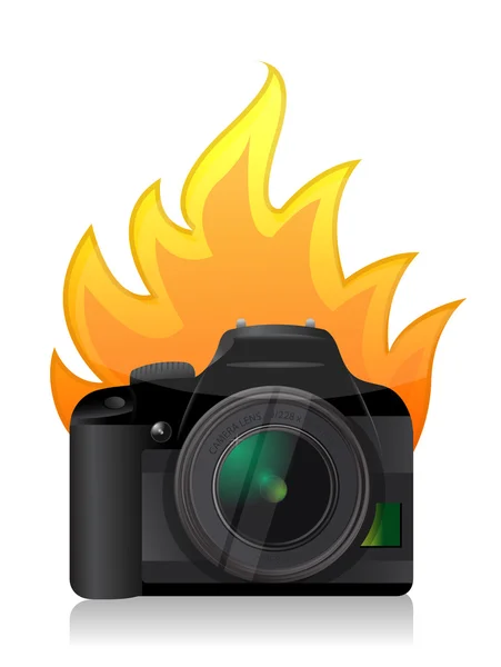 Kamera i brann – stockfoto
