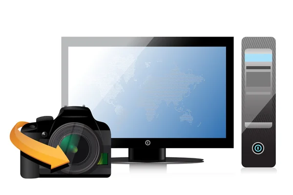 Camera en een moderne computer — Stockfoto