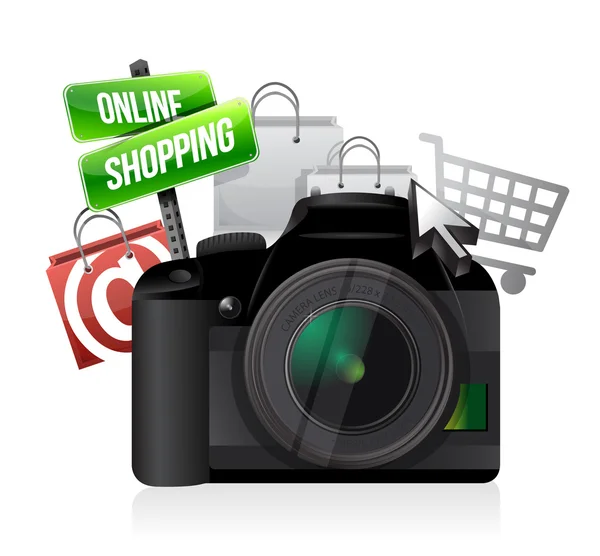 Câmera conceito de compras online — Fotografia de Stock