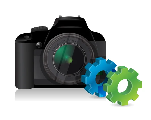 Endüstriyel gereçler ile fotoğraf makinesi — Stok fotoğraf
