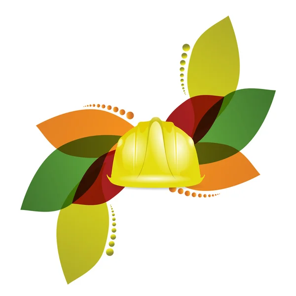 Casco de construcción y diseño floral — Foto de Stock