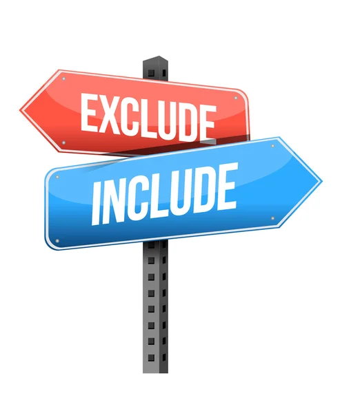 Exclude, include road sign — Stock Photo, Image