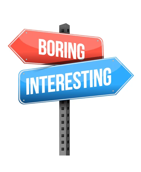 Boring versus interesting road sign — Stock Photo, Image