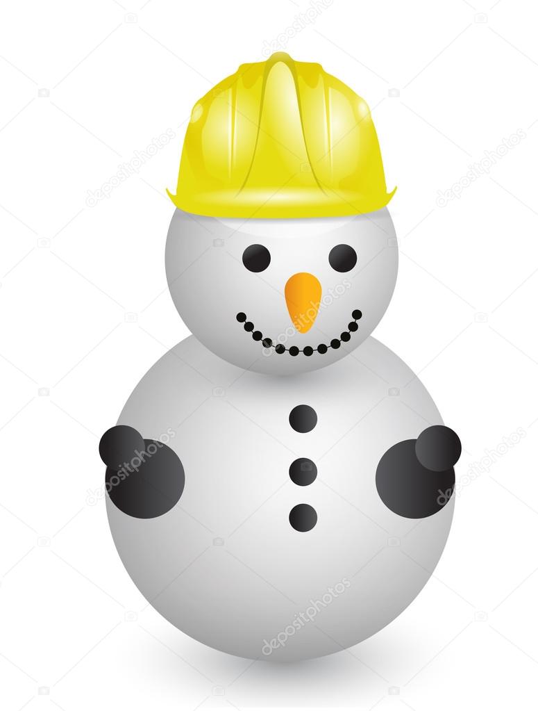 snowman with construction helmet