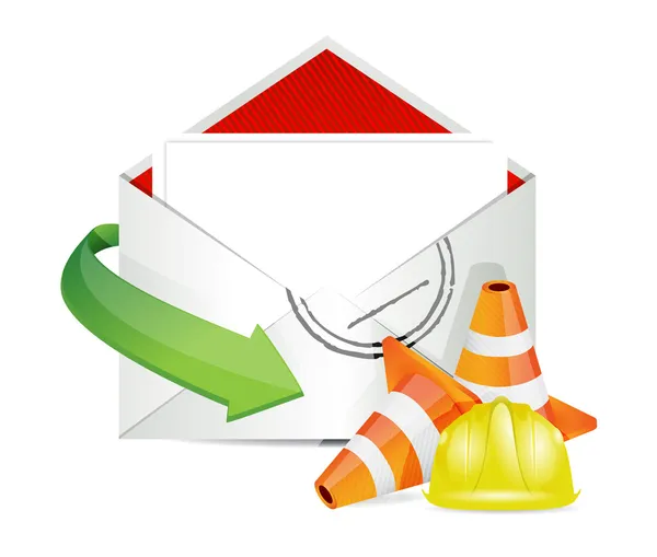 Envelope under construction sign — Stock Photo, Image