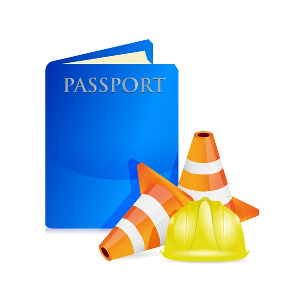 Passport under construction sign — Stock Photo, Image