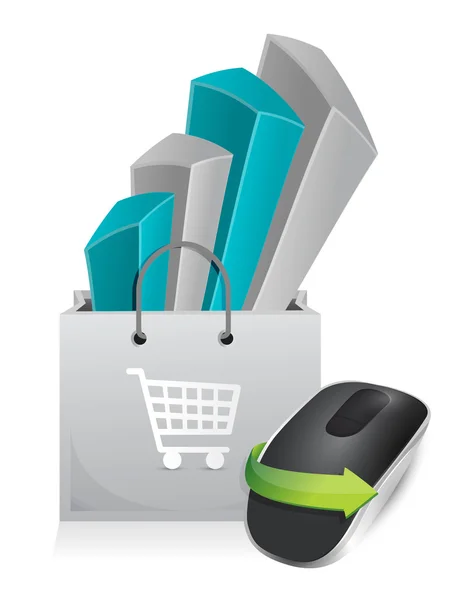 Shopping online. mouse del computer wireless — Foto Stock