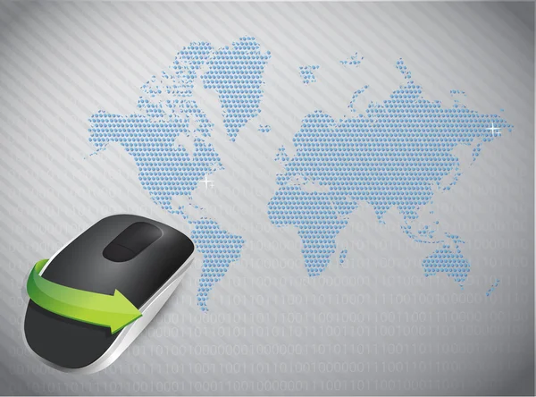 Mouse de computador sem fio em um fundo global — Fotografia de Stock