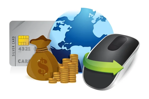 International economy and Wireless computer mouse — Stock Photo, Image