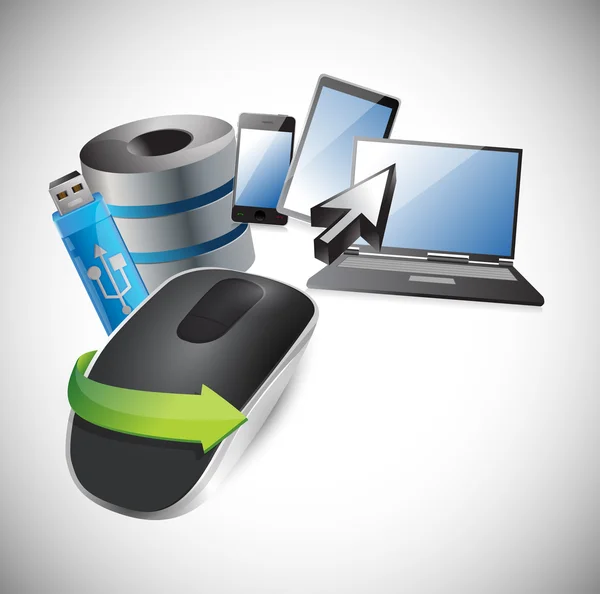 Electronic objects and Wireless computer mouse — Stock Photo, Image