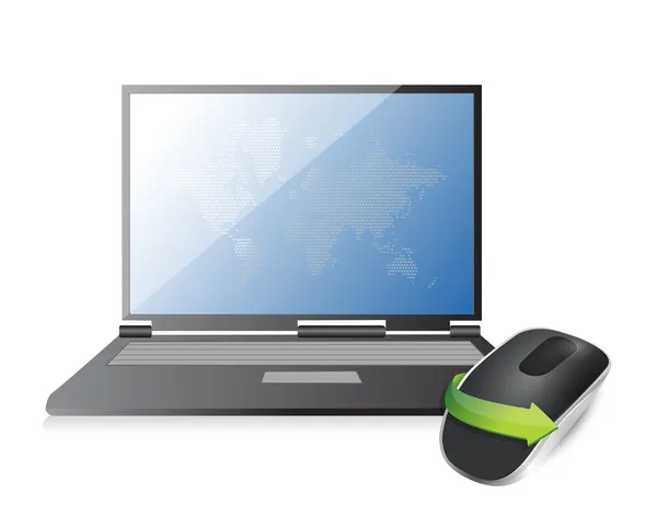 Laptop and Wireless computer mouse — Zdjęcie stockowe