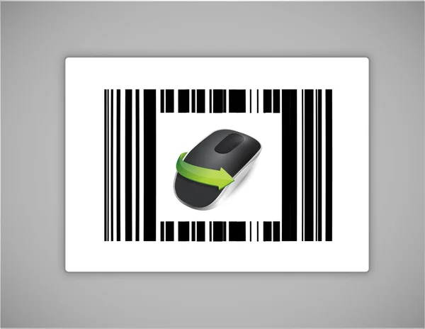 Barcode and Wireless computer mouse — Stock Photo, Image